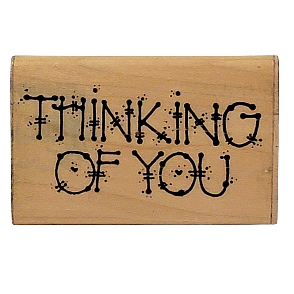 VTG DOTS Thinking Of You Rubber Stamp J183‎ 1.75"x2.75" Wood Mounted Card Making